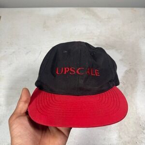 Vintage Otto Cap UPSCALE Snapback Hat Black Red Two Tone Embroidered OSFA
